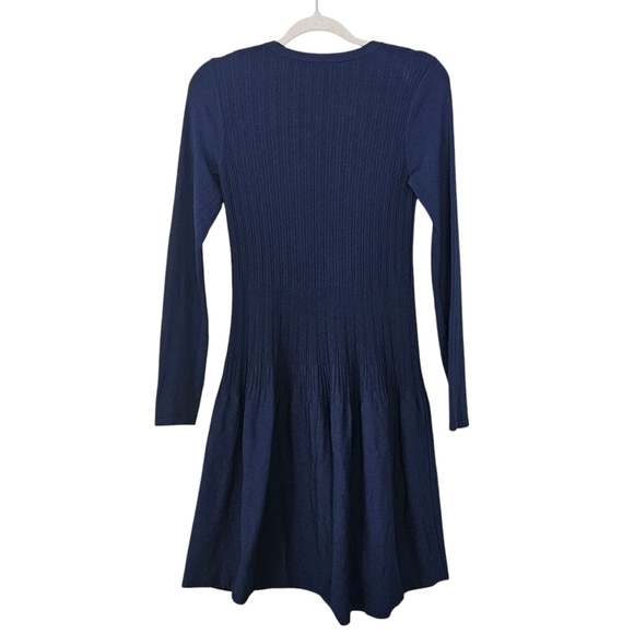 Elizabeth And James Textile Navy Blue Knit Fir Flare Dress Size M - Picture 2 of 9